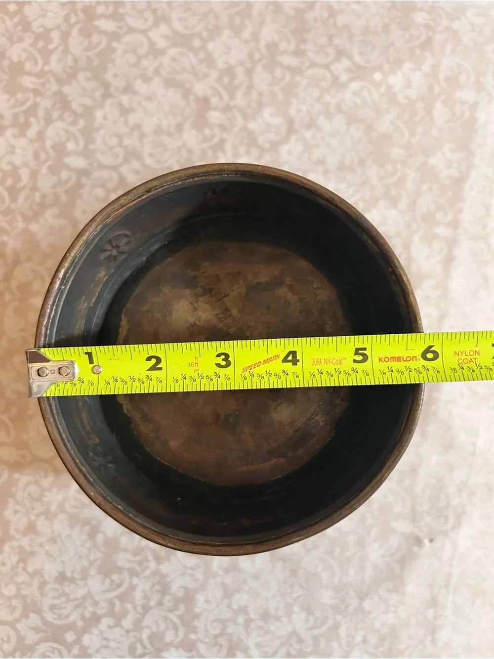 Vintage Mid-Century Embossed Brass Coal Bucket